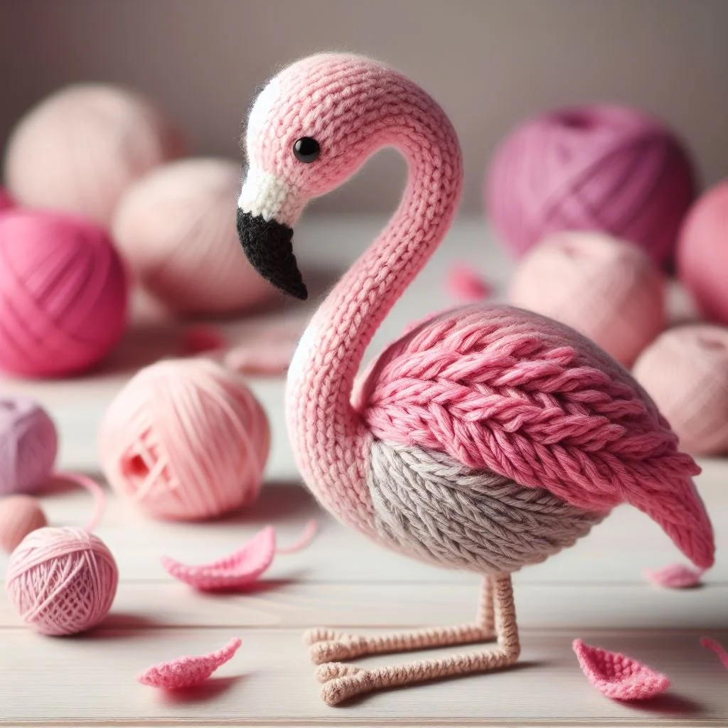 Knitted Flamingo Birthday Card