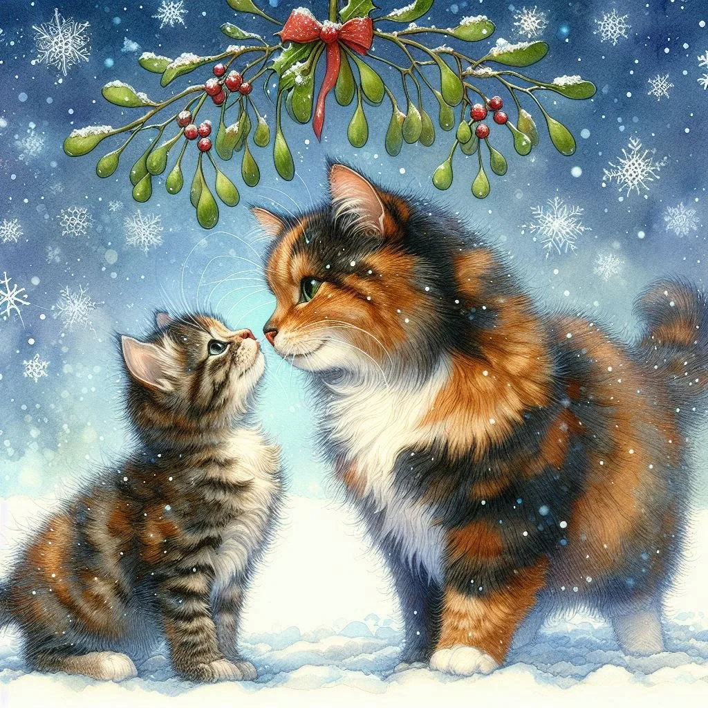 Tortoiseshell Cat Christmas Card