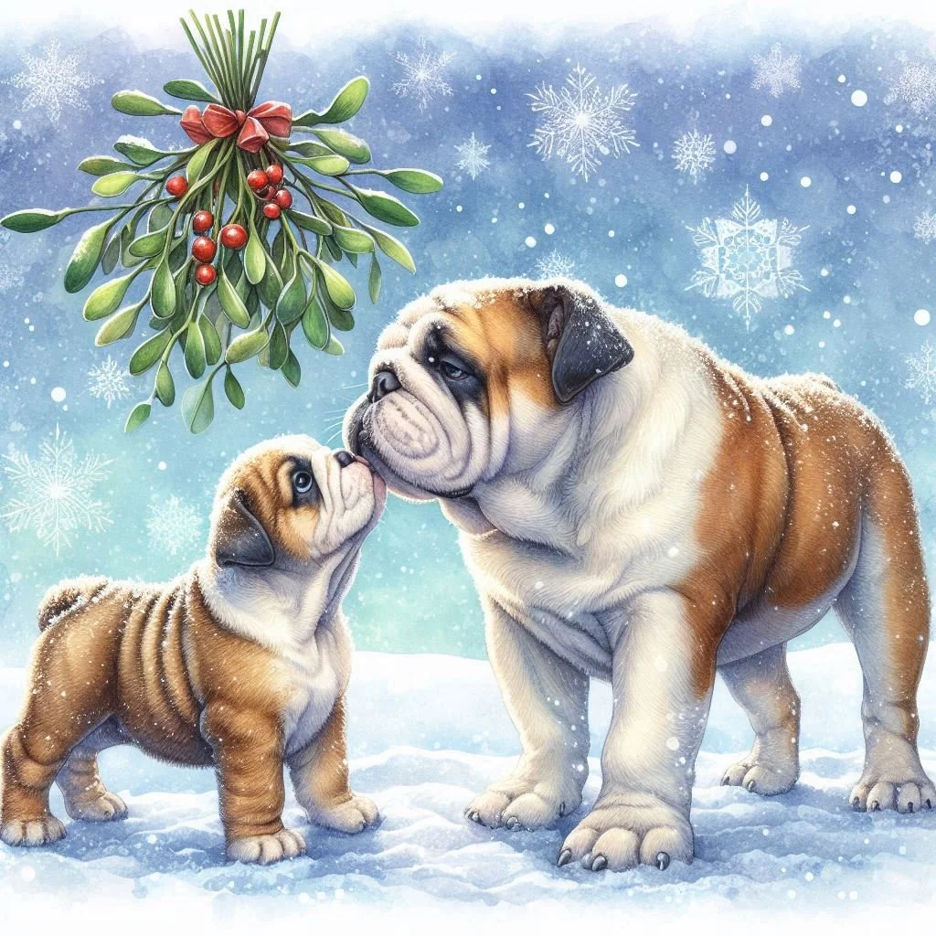 Bulldog Puppy Christmas Card