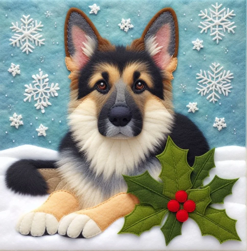 Felt German Shepherd Christmas Card