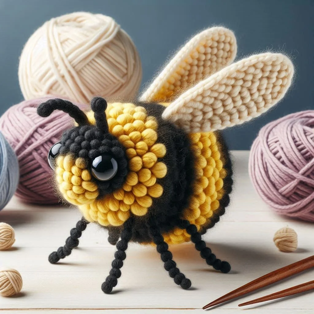 Knitted Bumble Bee Blank Card