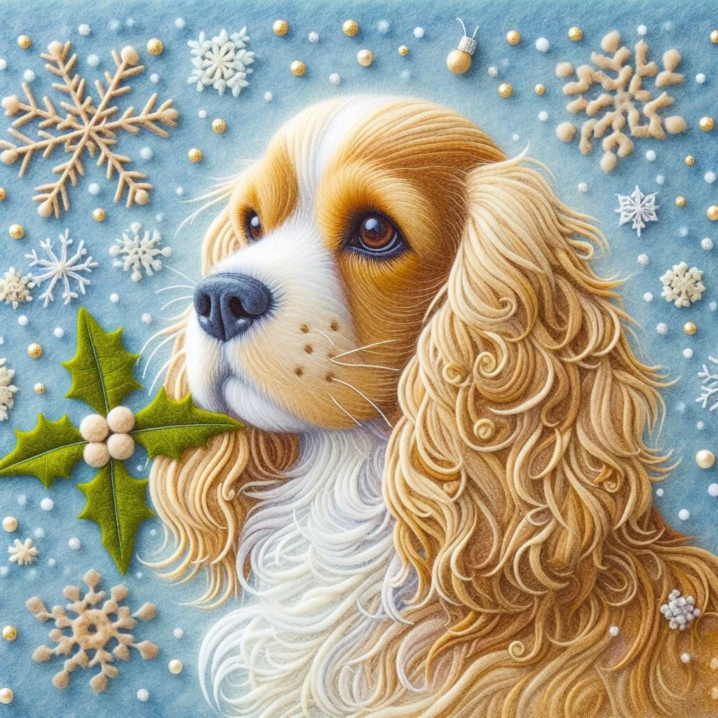 Golden Cocker Spaniel Felt Christmas Card