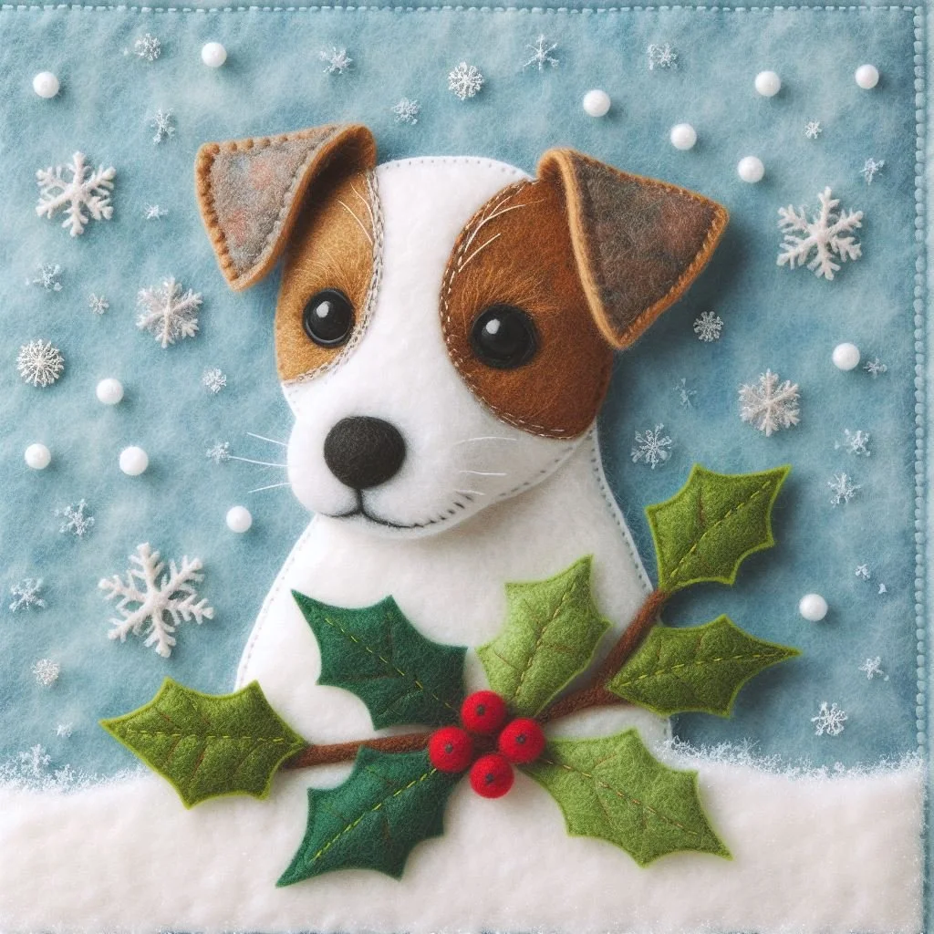 Felt Jack Russell Christmas Card