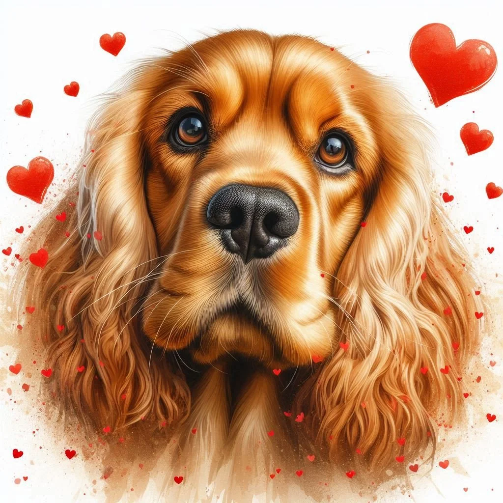 Golden Cocker Spaniel Valentine Card