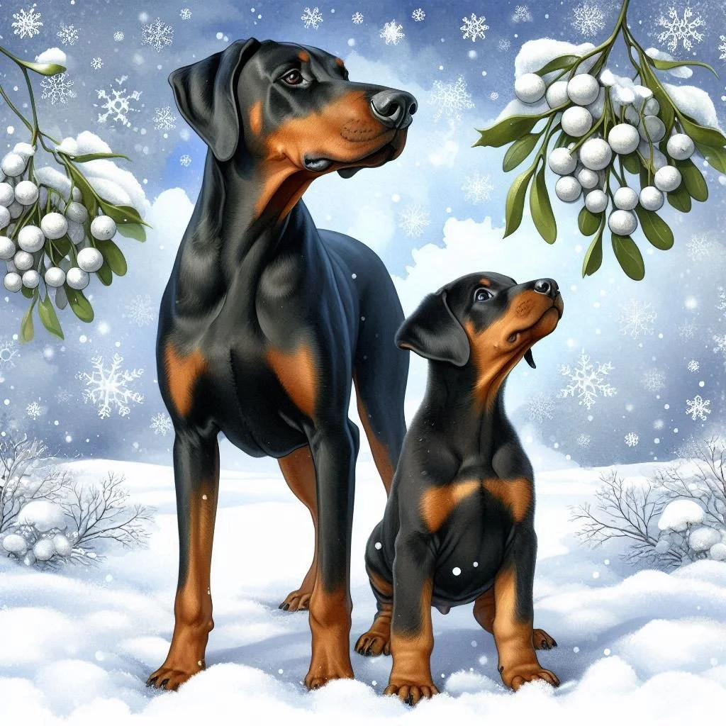 Doberman Puppy Christmas Card