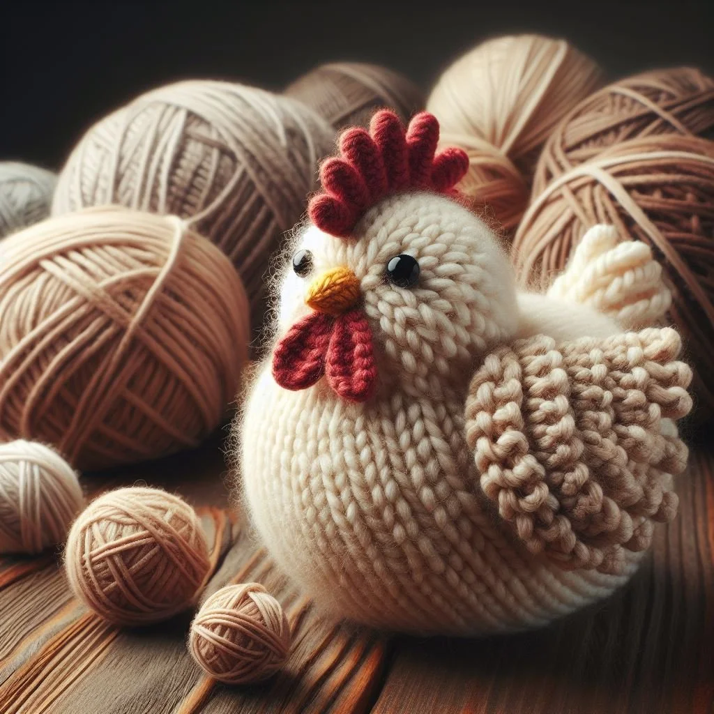 Knitted Hen Greeting Card