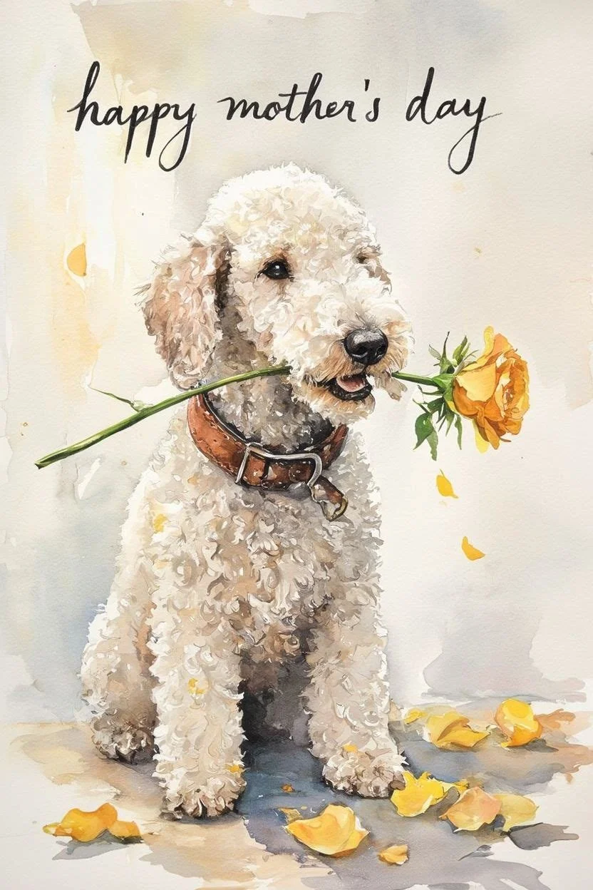 Bedlington Terrier Mothering Sunday Card