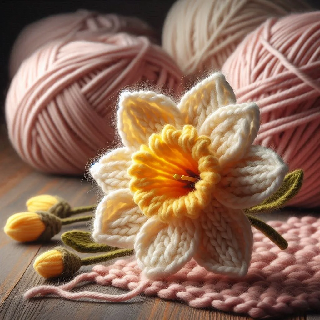 Knitted Daffodil Greeting Card