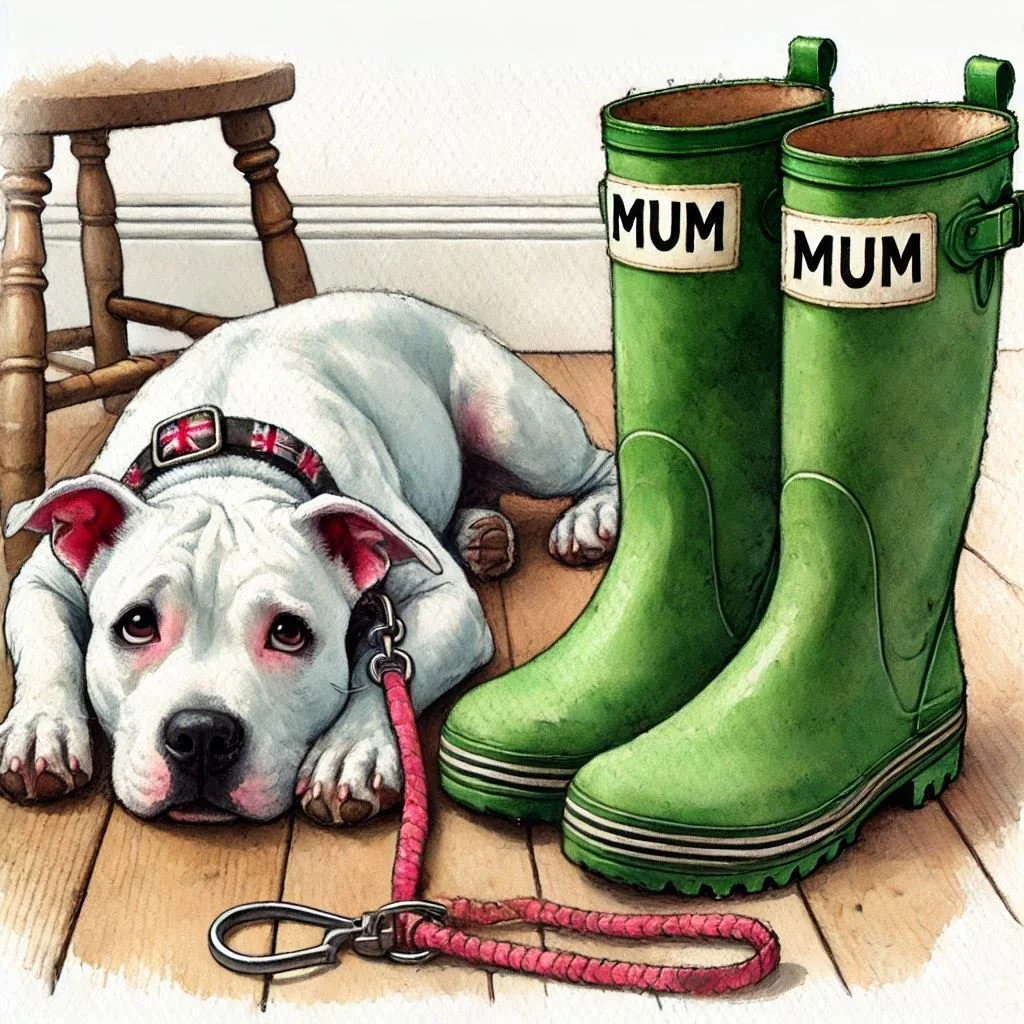 White Staffy Mothers Day Card