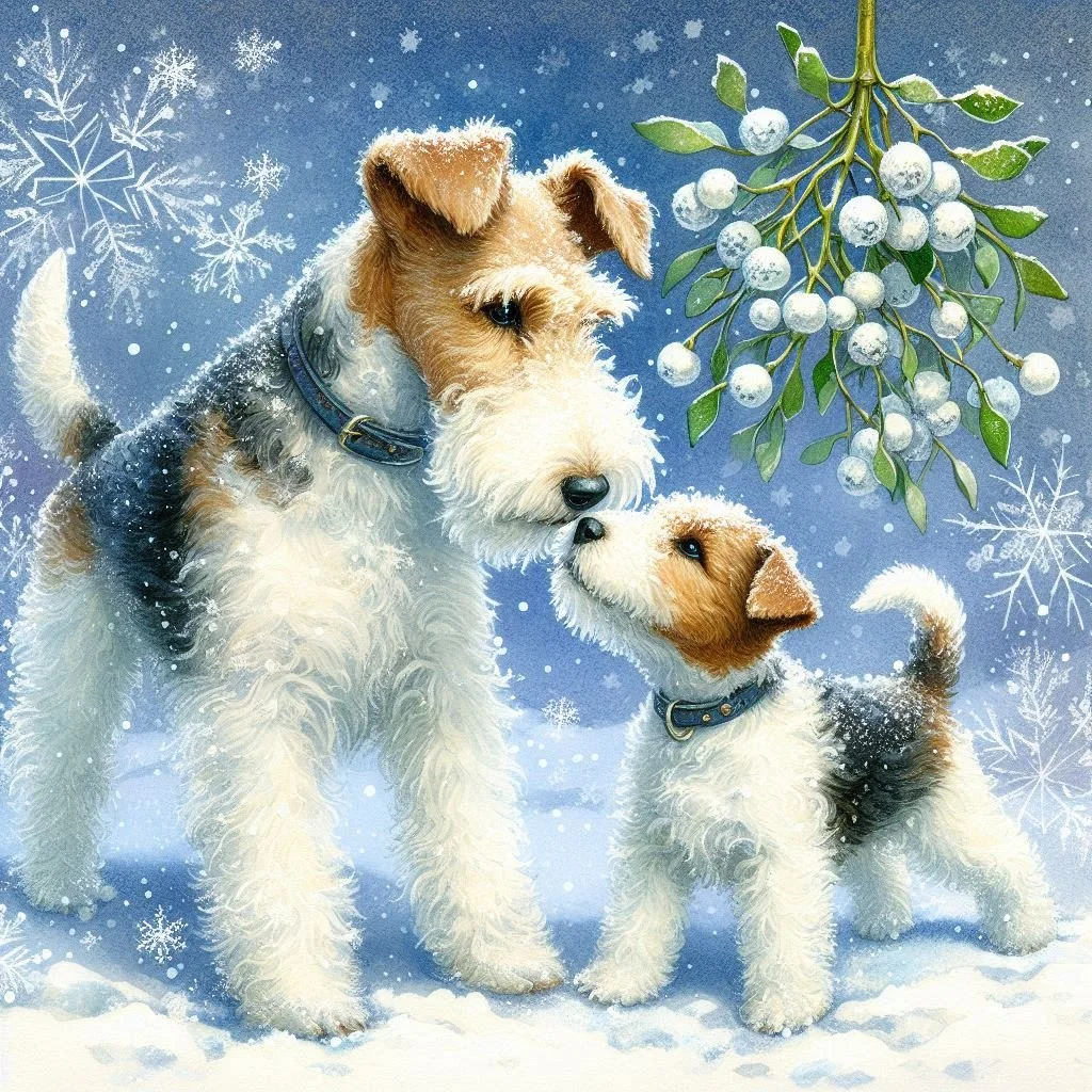 Wire Fox Terrier Puppy Christmas Card