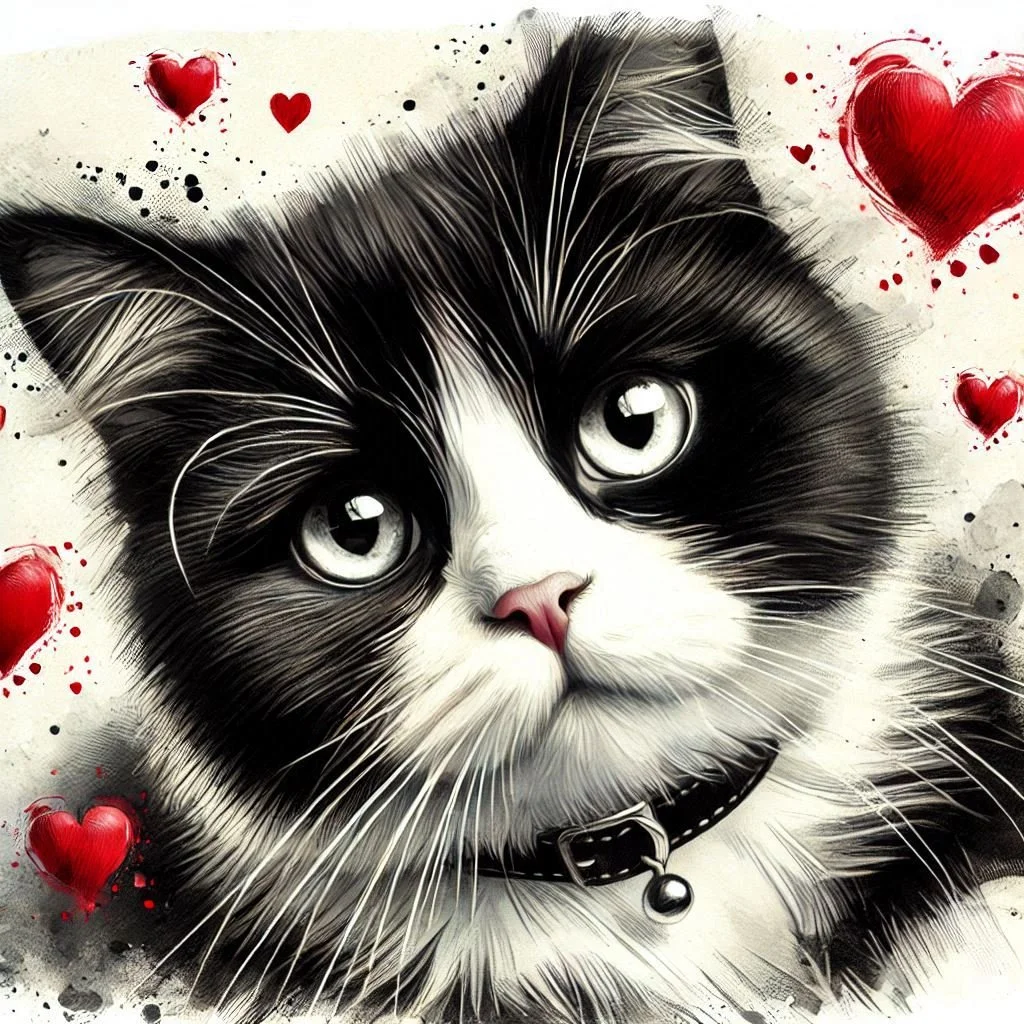 Black and White Cat Birthday Card