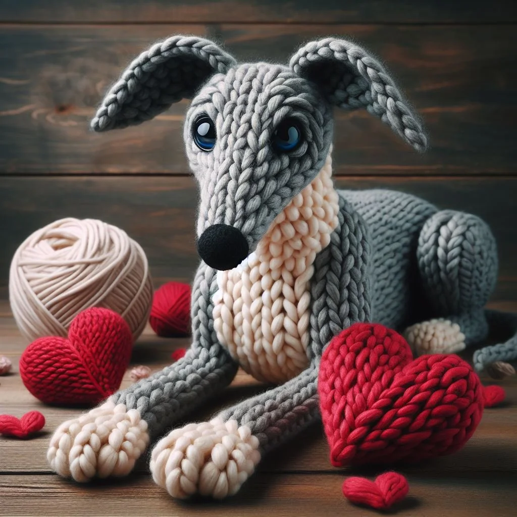 Knitted Dog Valentine Card