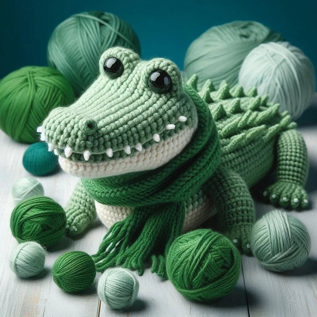 Knitted Crocodile Greeting Card