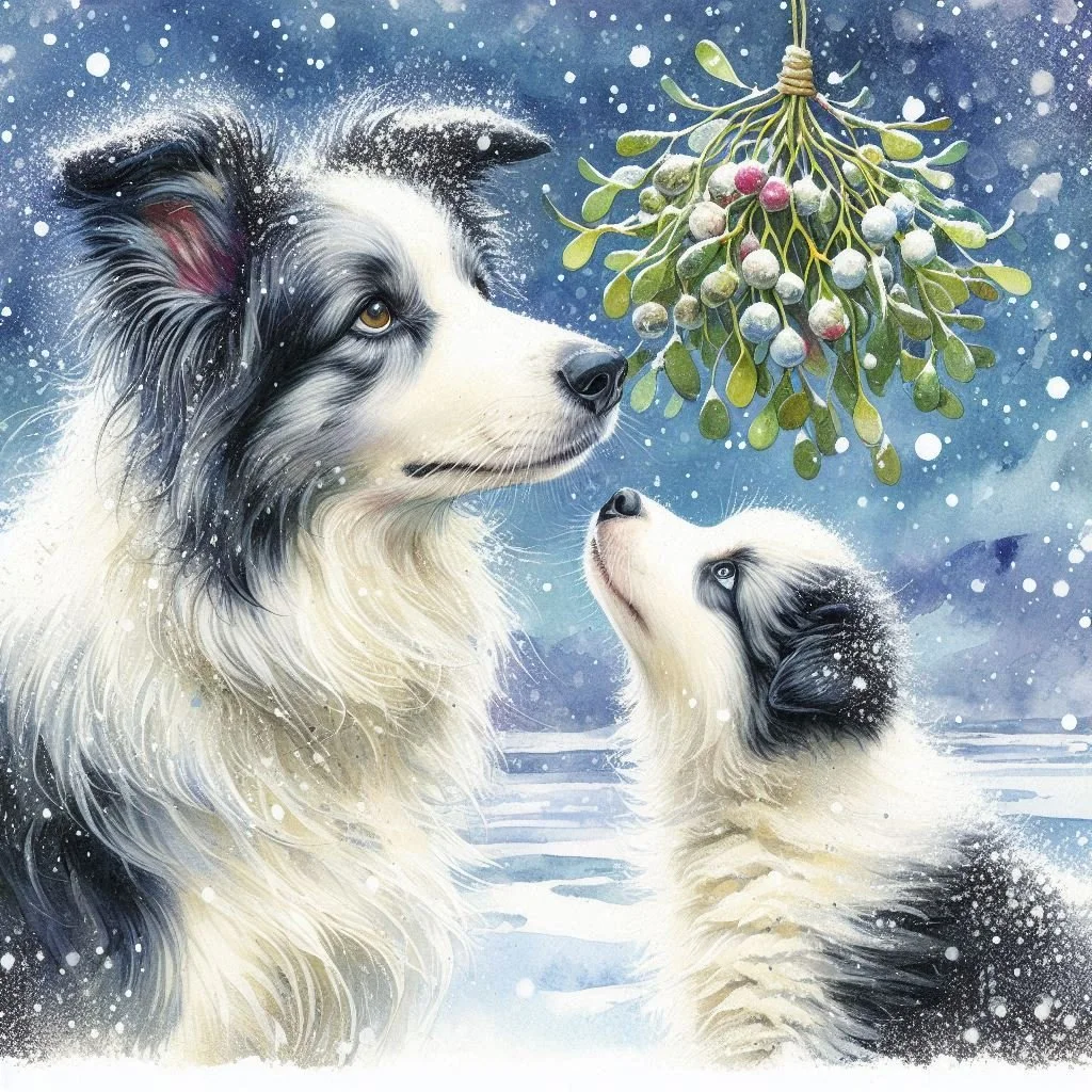 Border Collie Puppy Christmas Card