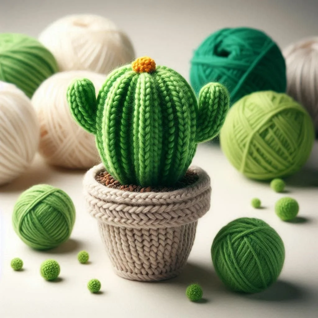 Knitted Cactus Greeting Card