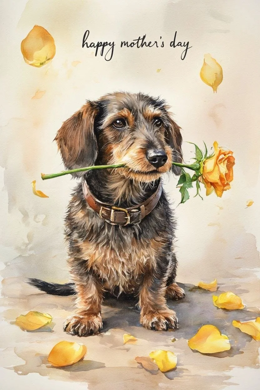 Dachshund Wire Haired Mothering Sunday Card