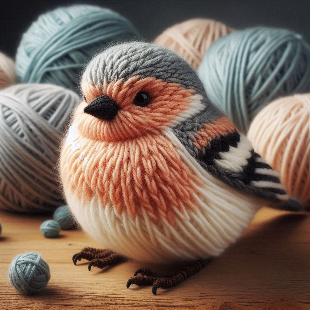 Knitted Chaffinch Blank Card