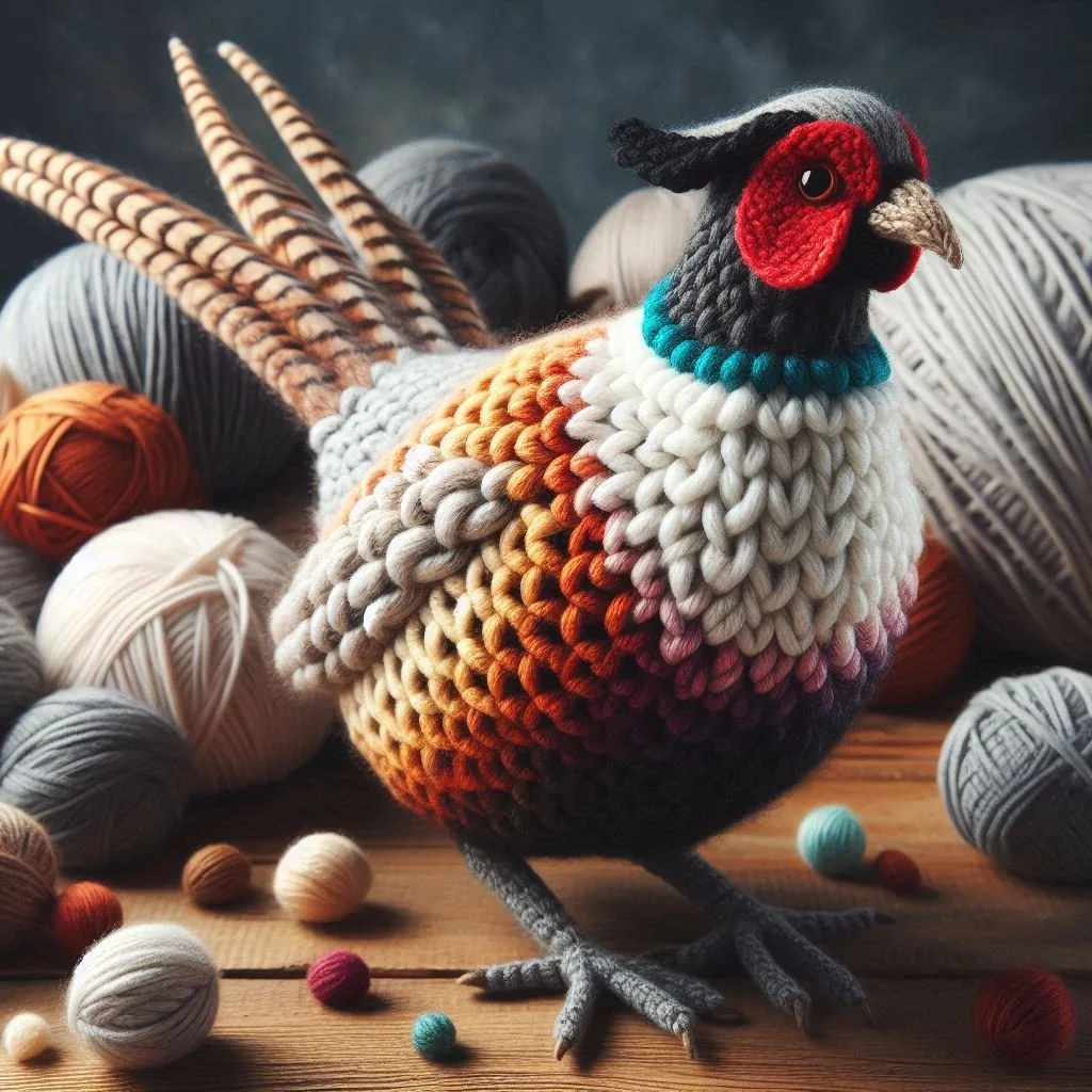 Knitted Pheasant Greeting Card