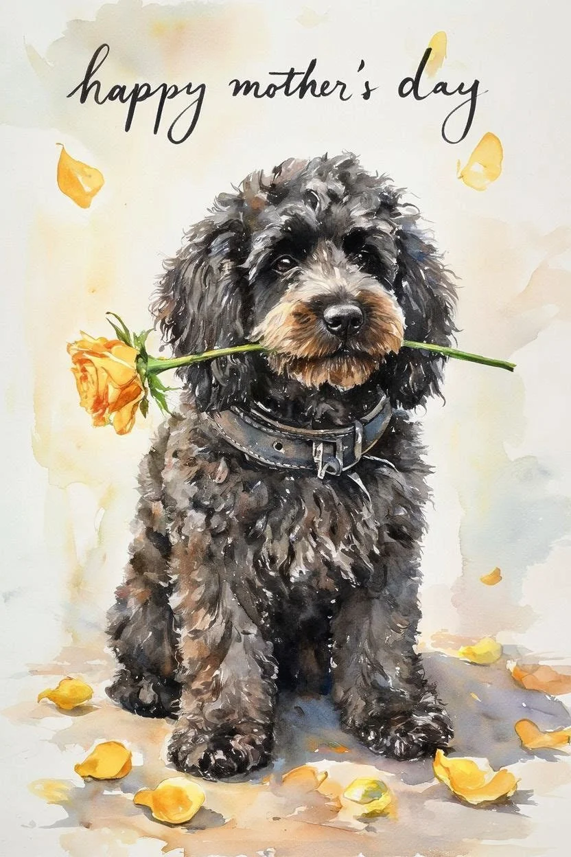 Black Cockapoo Mothering Sunday Card