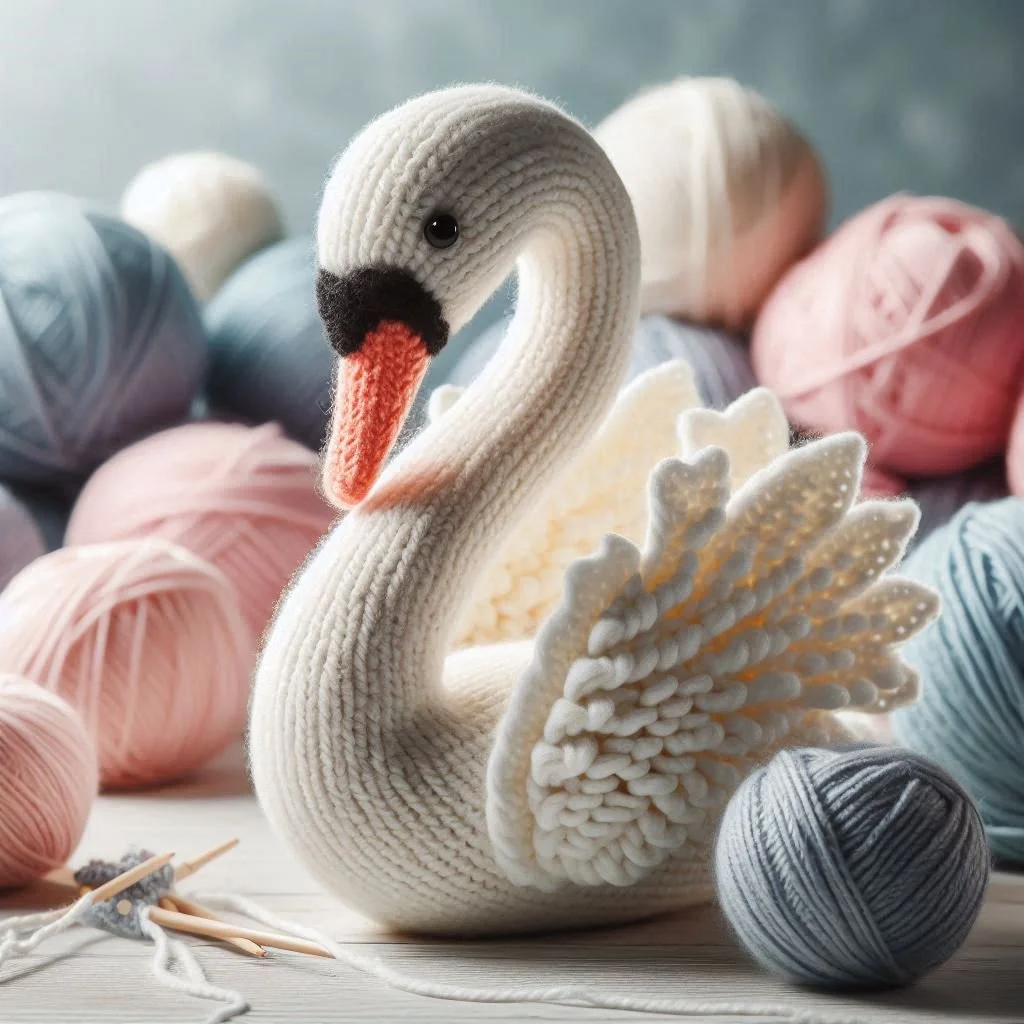 Knitted Swan Greeting Card