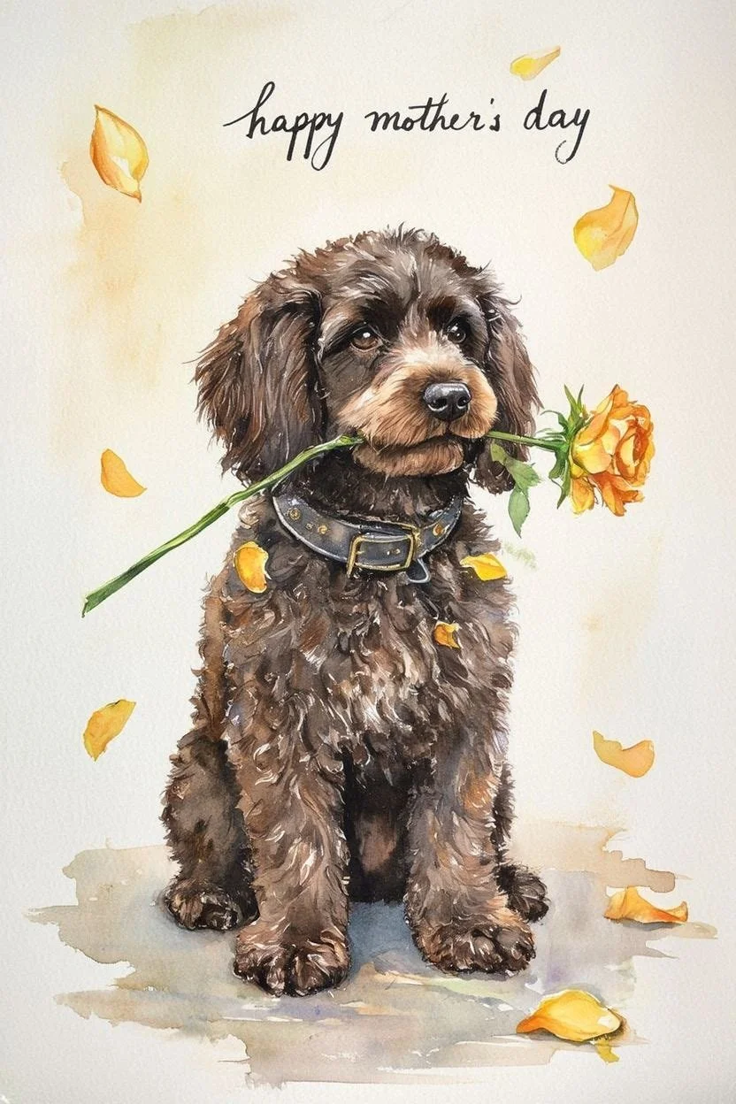 Chocolate Cockapoo Mothering Sunday Card
