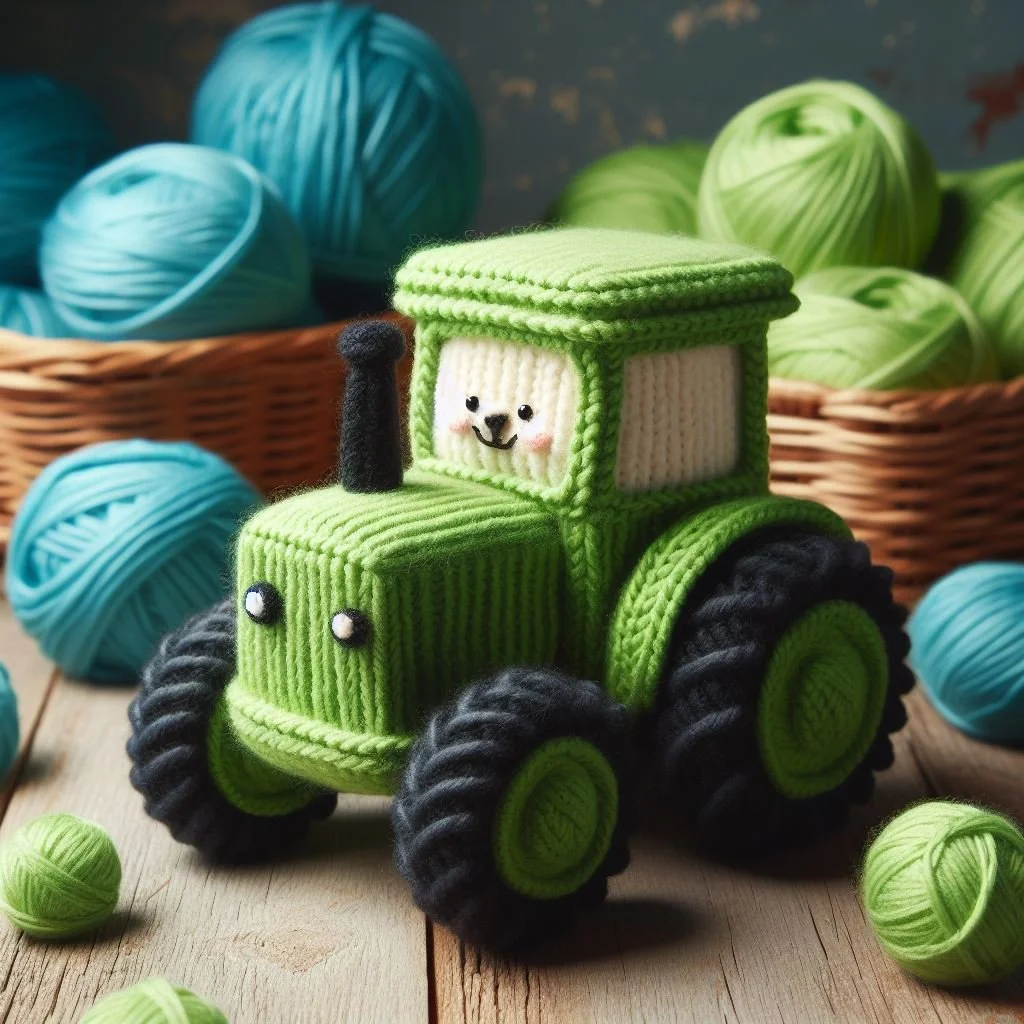 Knitted Tractor Birthday Card