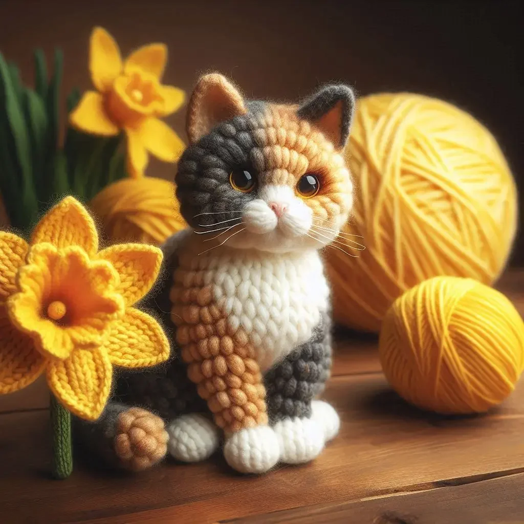 Calico Cat Knitted Card