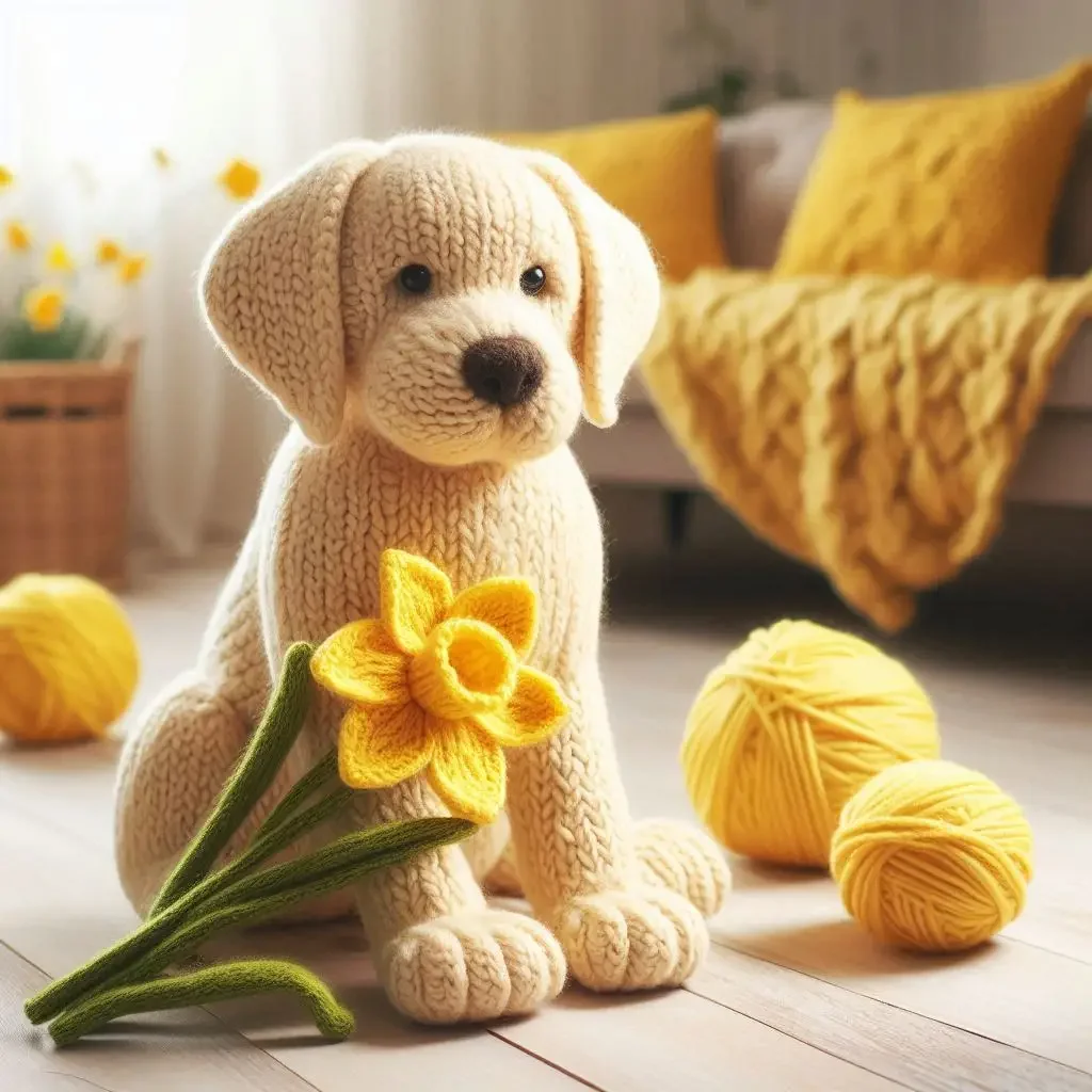 Yellow Labrador Daffodil Card