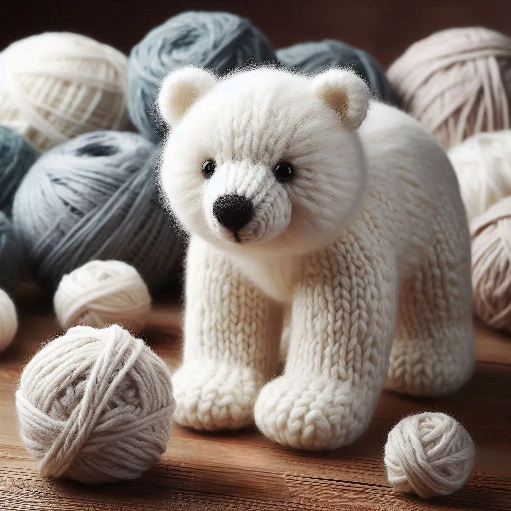 Knitted Polar Bear Greeting Card
