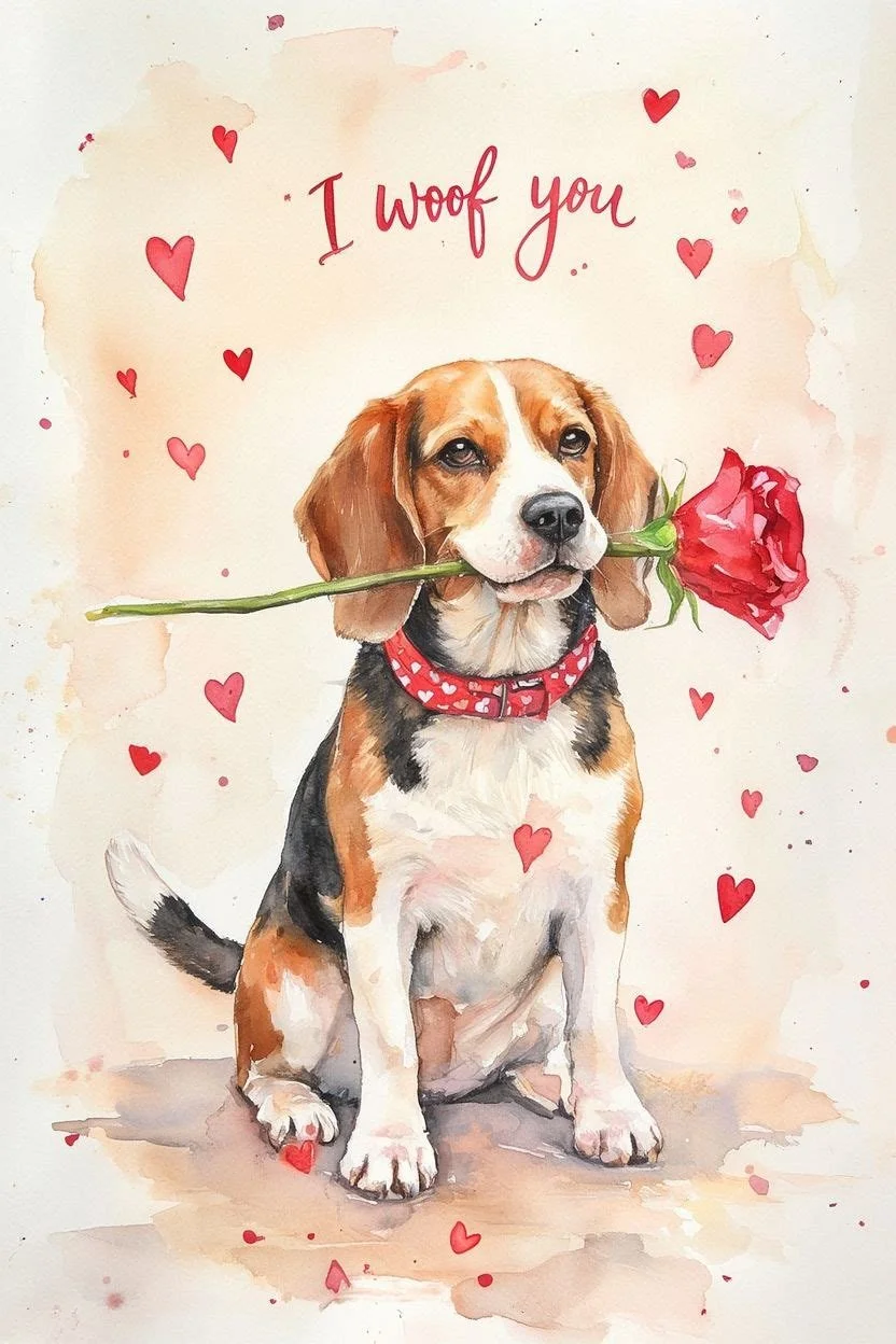Large Beagle Valentine Card