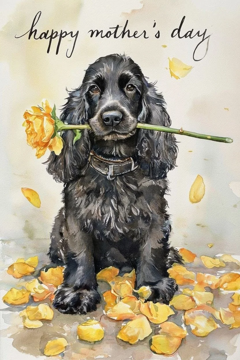 Black Cocker Spaniel Mothers Day Card