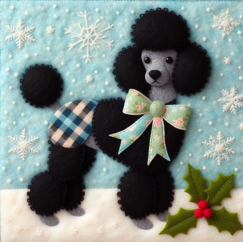 Felt Poodle Christmas Card