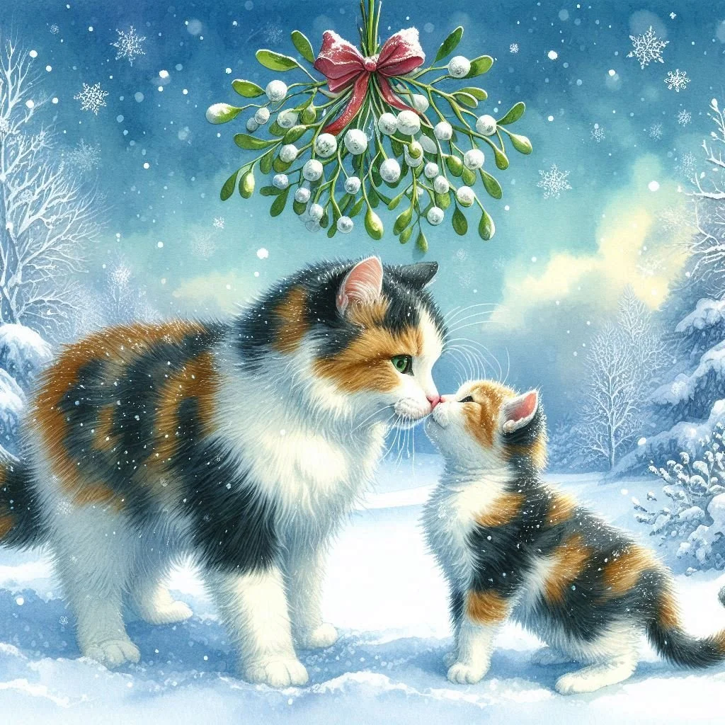 Calico Cat Christmas Card