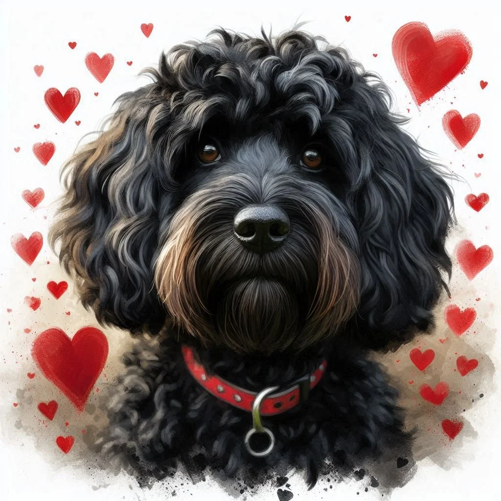 Black Cockerpoo Valentine Card
