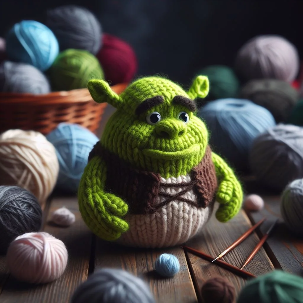 Knitted Shrek Birthday Card