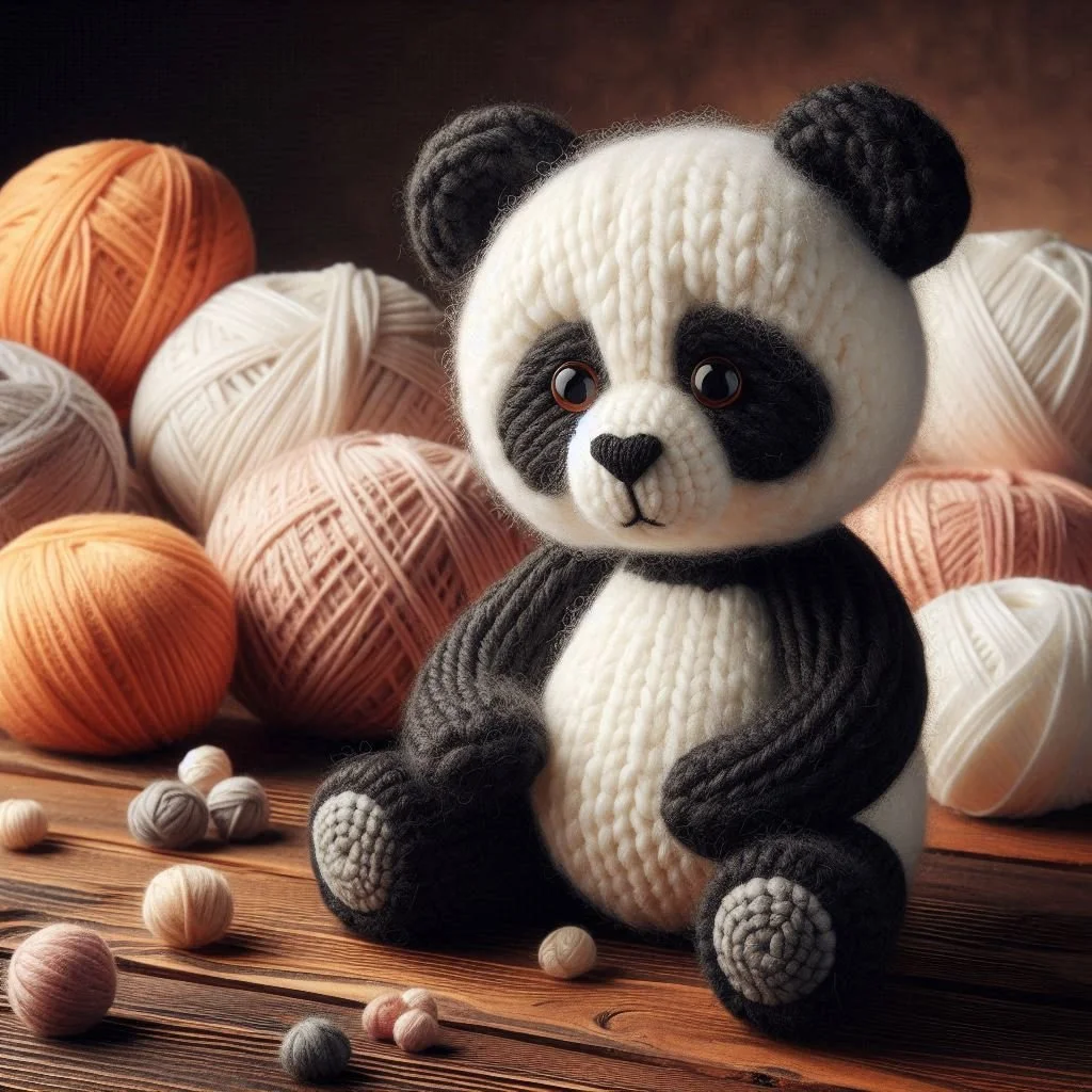 Knitted Panda Birthday Card