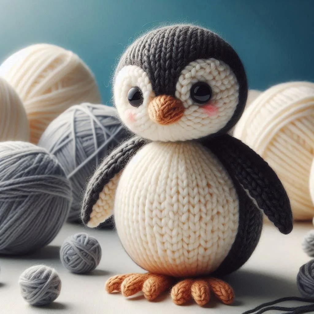 Knitted Penguin Greeting Card