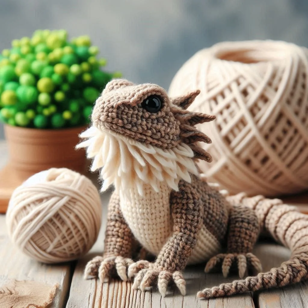 Knitted Bearded Dragon Blank Card