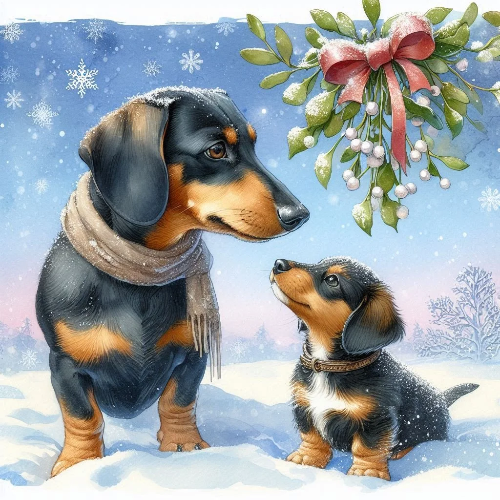 Dachshund Puppy Christmas Card