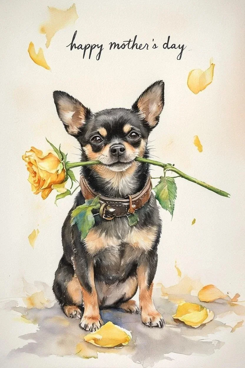 Black and Tan Chihuahua Mothering Sunday Card