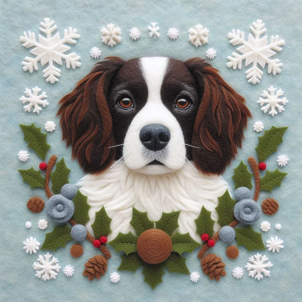 Springer Spaniel Felt Christmas Card