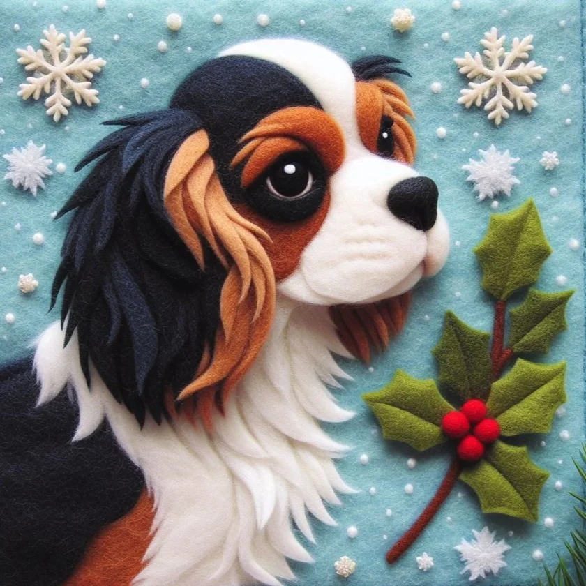 Felt Cavalier Christmas Card