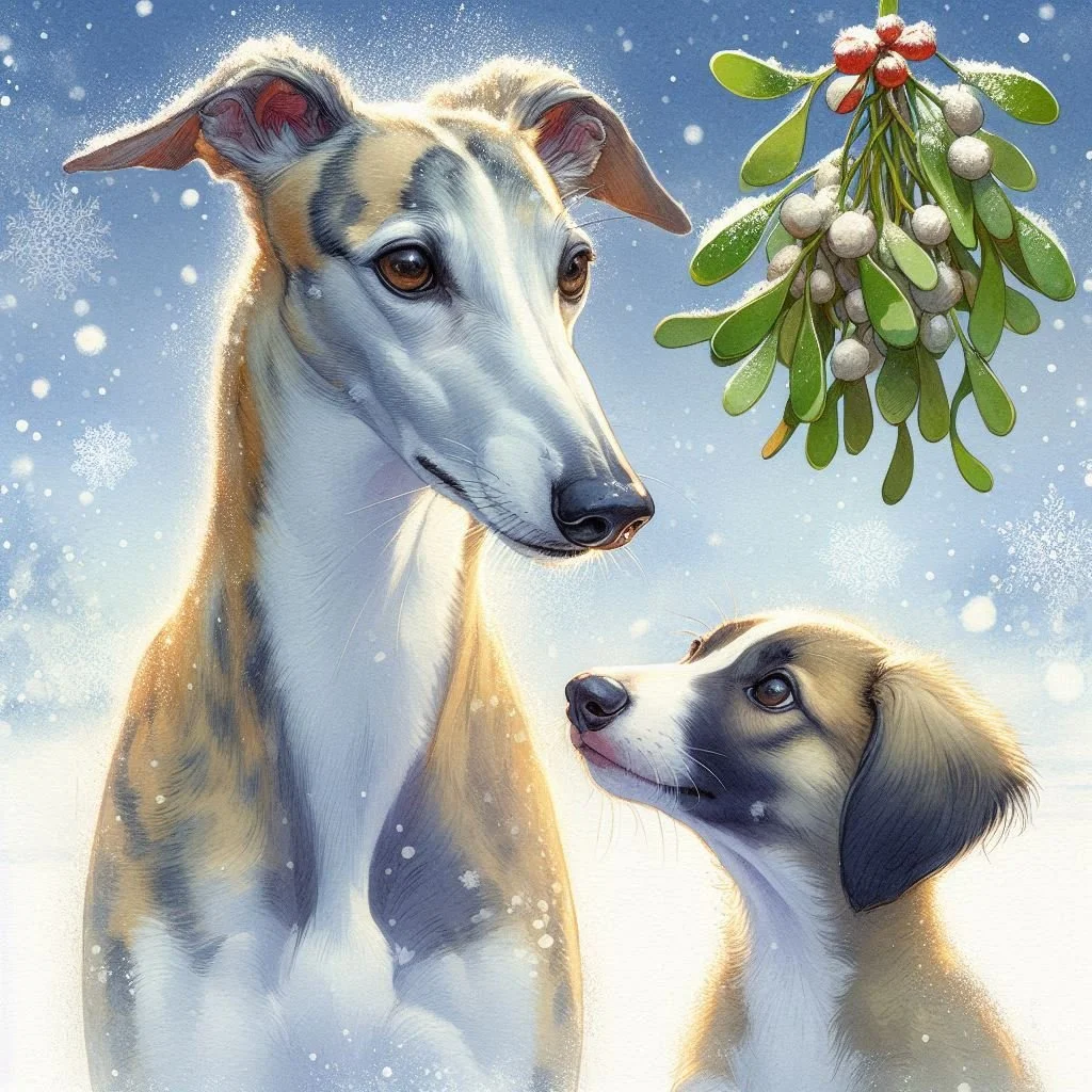 Greyhound Puppy Christmas Card
