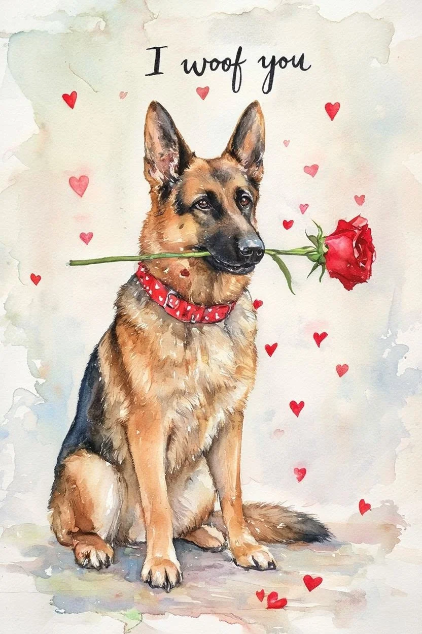 Large German Shepherd Valentine Card
