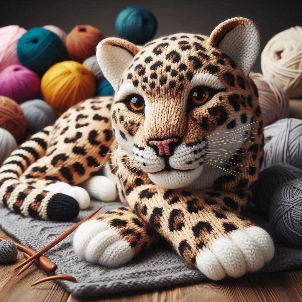 Knitted Leopard Greeting Card