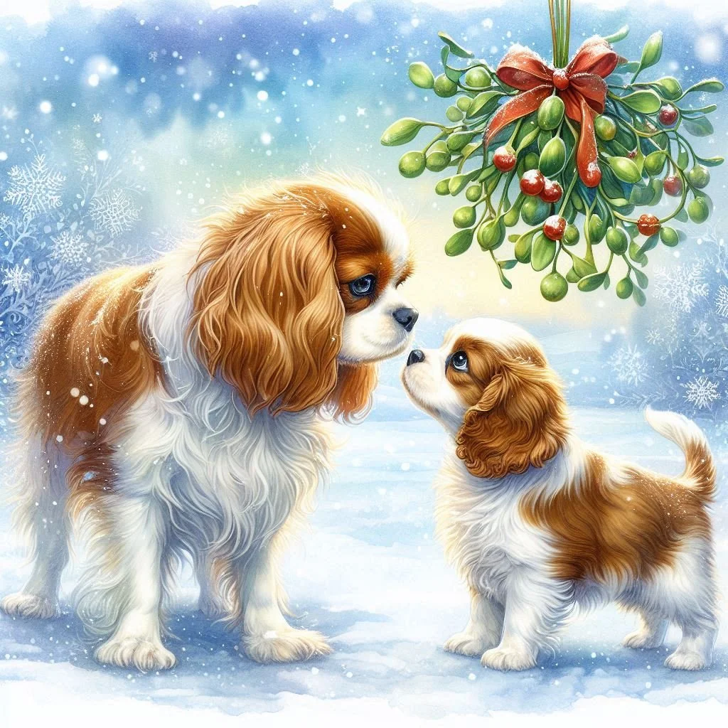 Cavalier Puppy Christmas Card