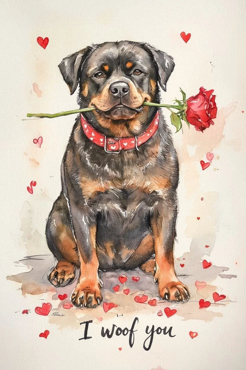Large Rottie Valentine Card