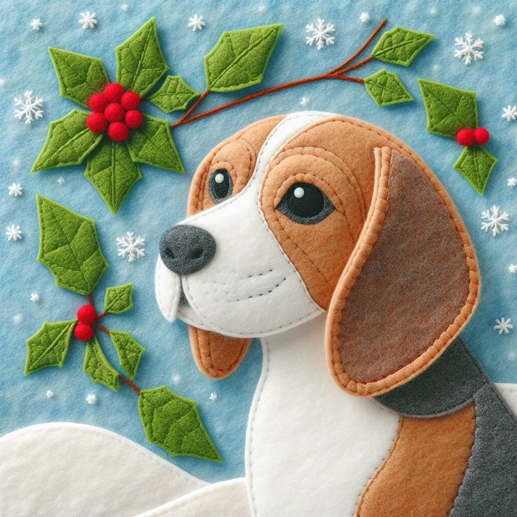 Felt Beagle Christmas Card