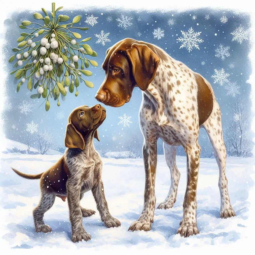 German Pointer Puppy Christmas Card