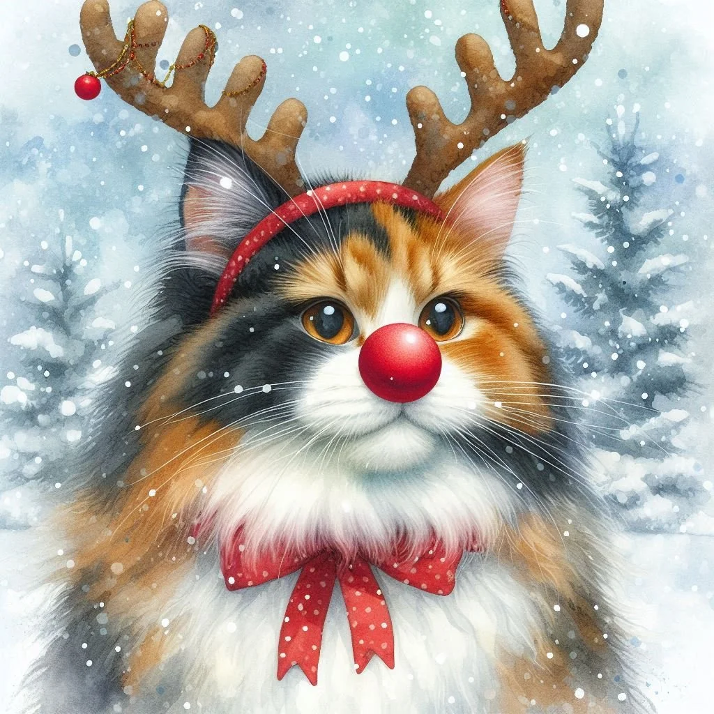 Calico Cat Christmas Card